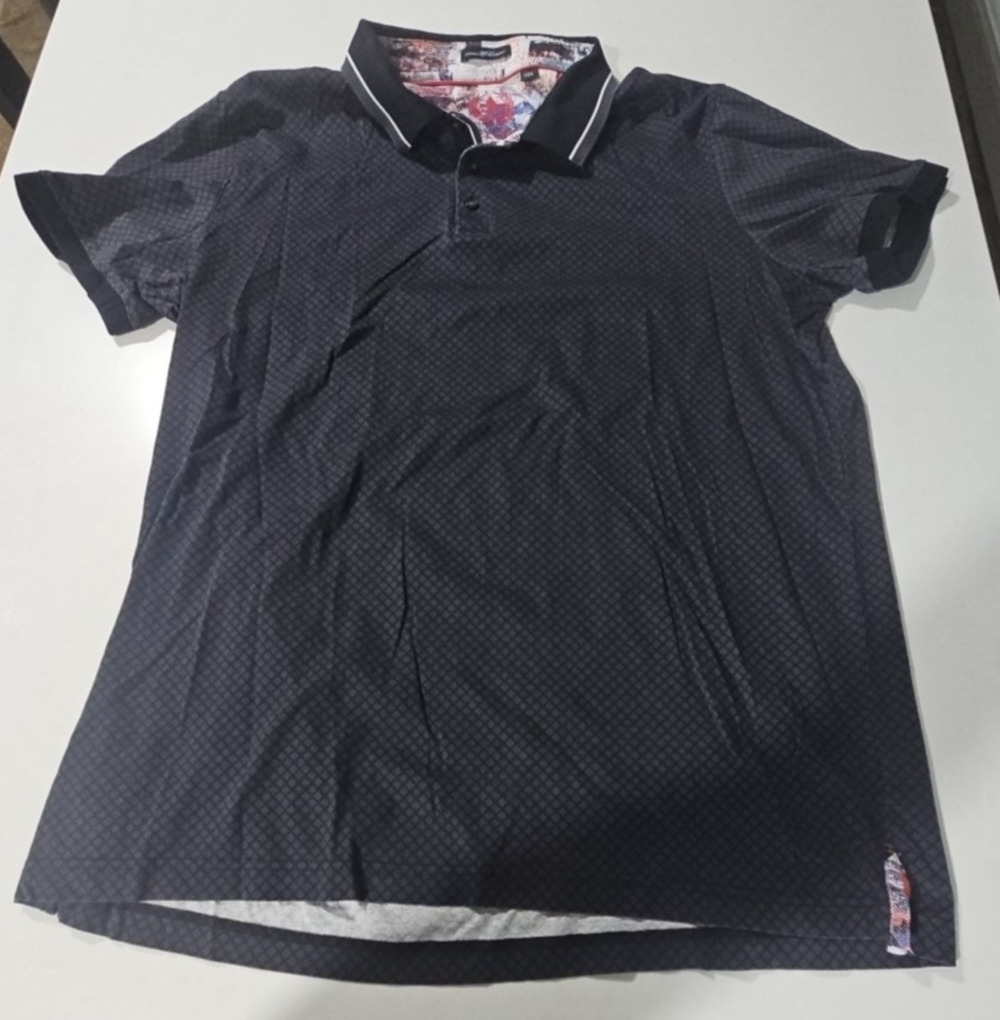 Au Noir Dri Fit Short Sleeve Men's 7/3XL Pullover 1/4 Button Abstract Black Polo